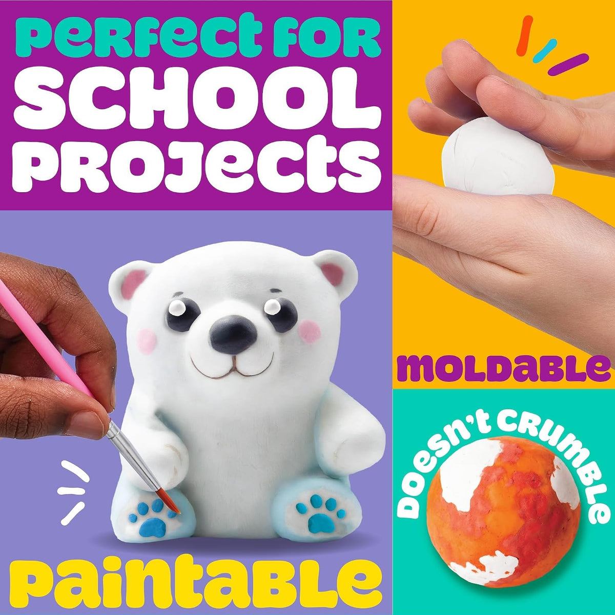 Play-Doh Cubo de arcilla seca al aire, 2.5 libras de arcilla blanca para modelar, regalo de artes y manualidades, suministros de manualidades, arcilla para esculpir y moldear para niños
