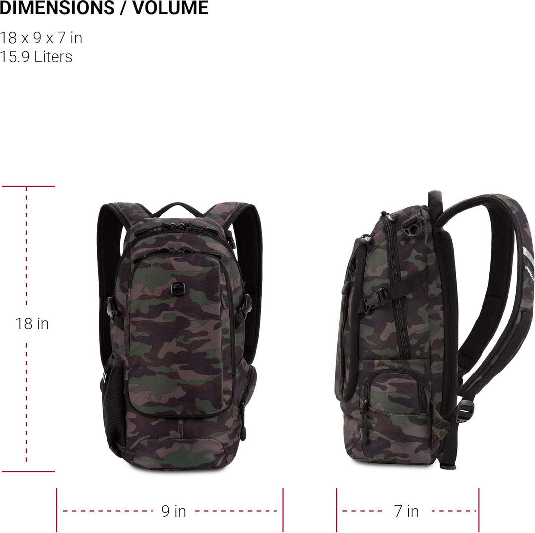 SwissGear 3598 - Mochila estrecha de día, Camuflaje\/Verde