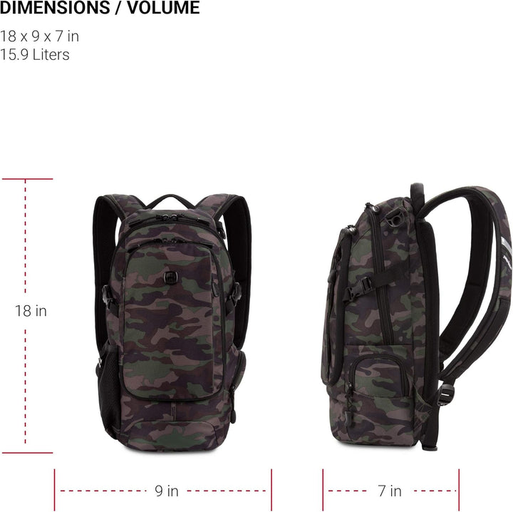 SwissGear 3598 - Mochila estrecha de día, Camuflaje\/Verde