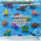 Juego de bombas de baño de huevos de dinosaurio, paquete de 14 chispas sorpresa con juguete oculto en el interior, bombas de baño para niños pequeños y niñas, regalo divertido no tóxico para