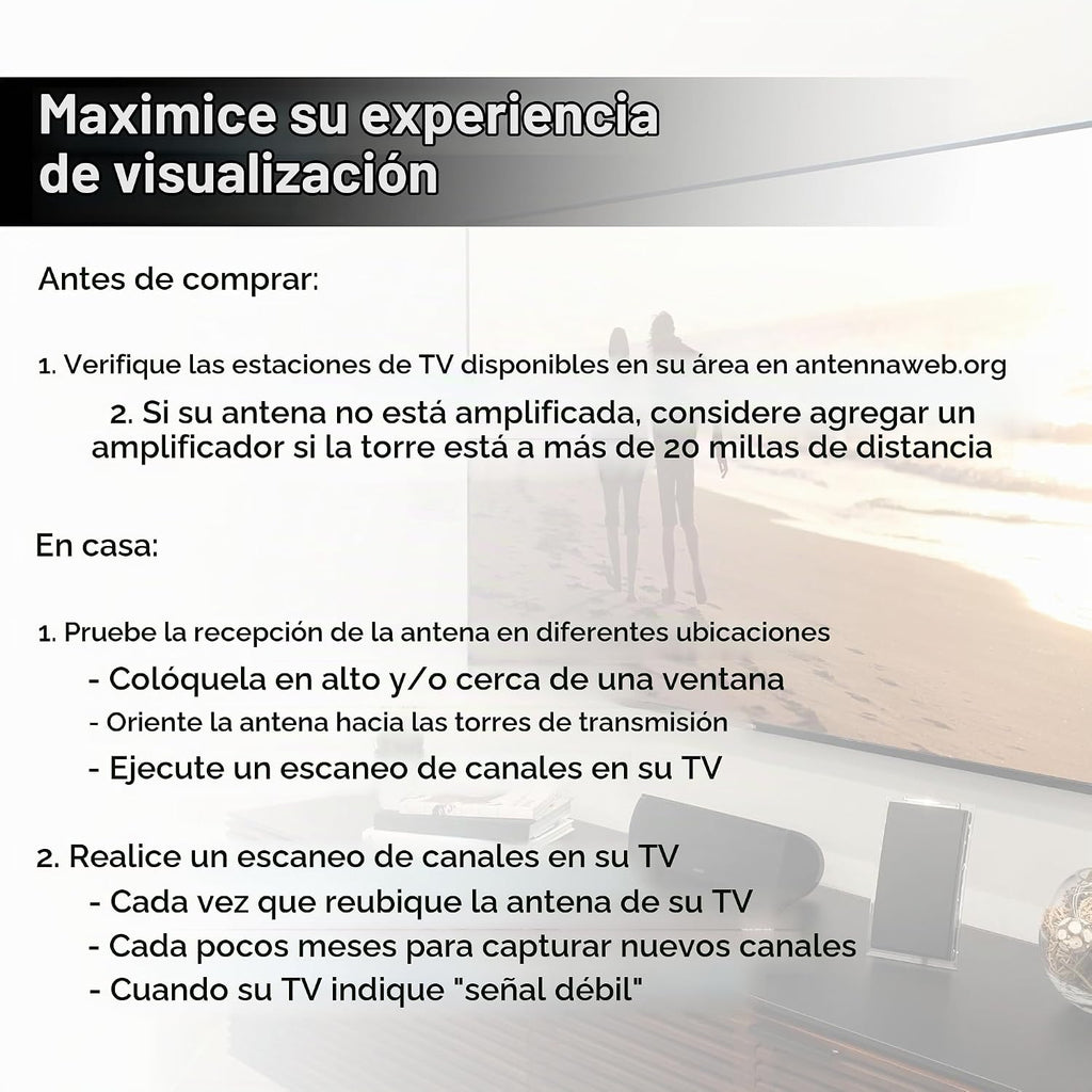 GE Antena de TV para Smart TV interior, antena HD, canales locales