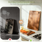 Astercook Tablas de cortar de bambú carbonizado profundo para cocina