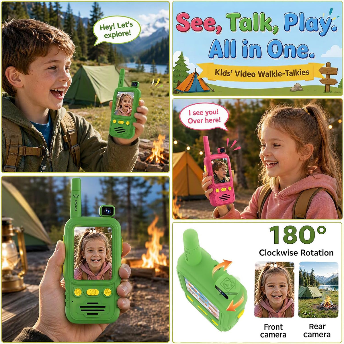 Aikmi Walkie Talkies de video para niños, juguete para niño y niña