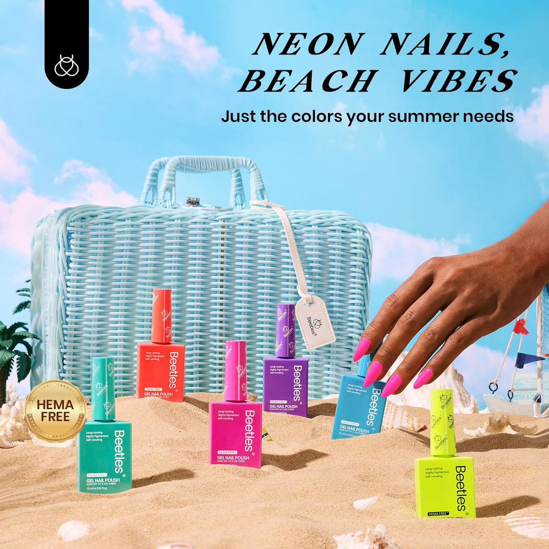 Beetles - Juego de esmaltes de uñas de gel de neón, kit de esmalte...