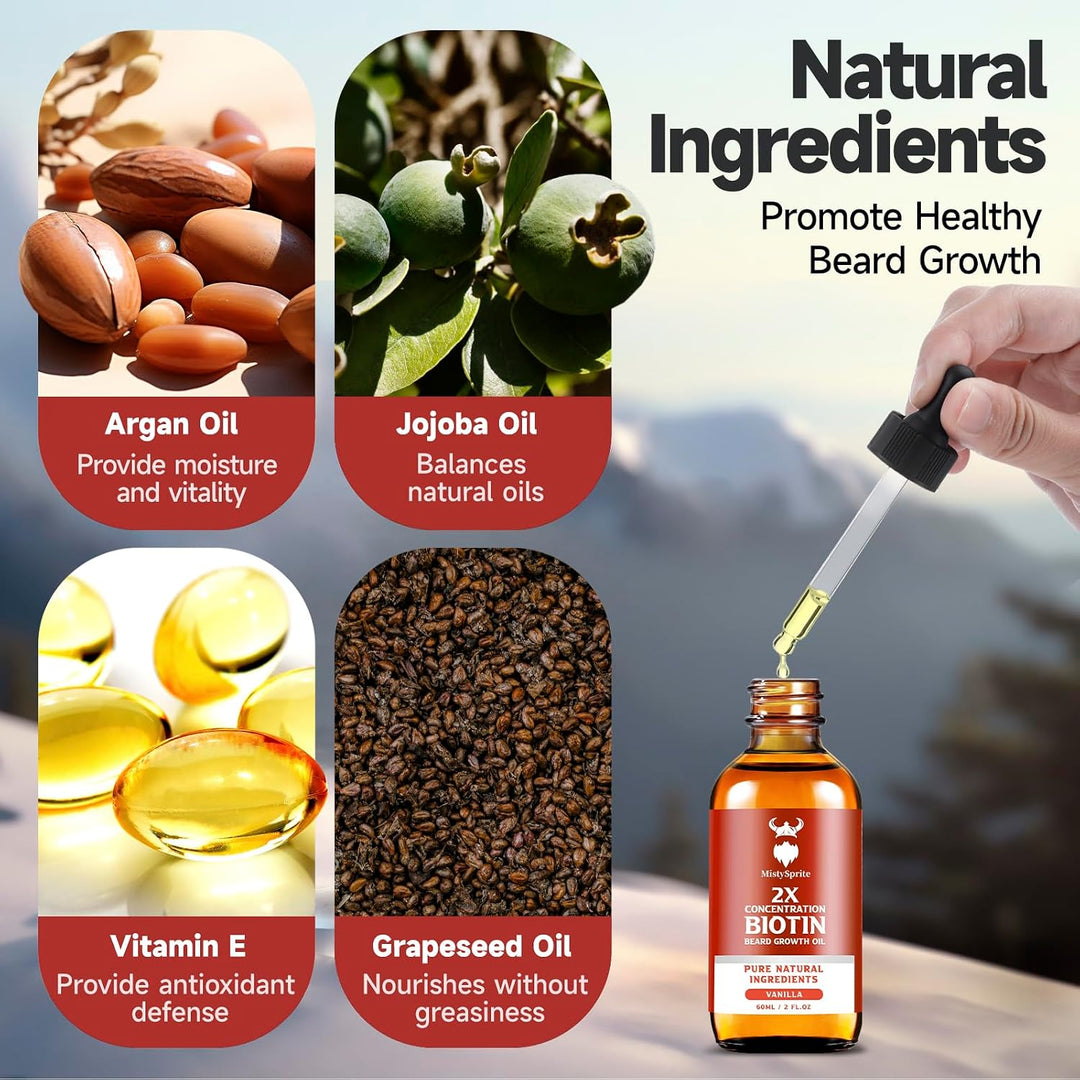 Aceite para el crecimiento de la barba, biotina de concentración 2X...