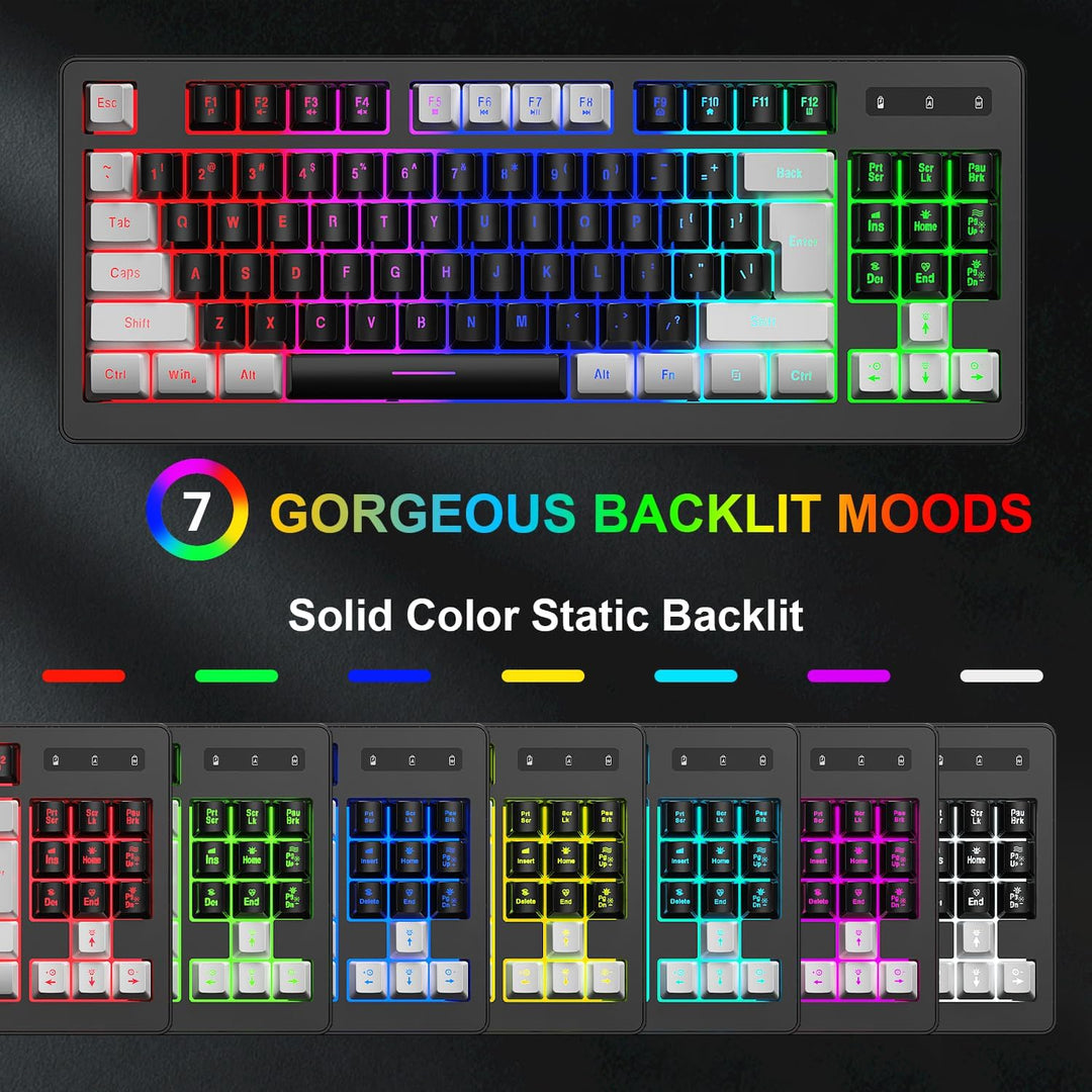 BlueFinger Combo de teclado y mouse inalámbricos para juegos, bater...