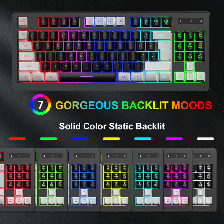 BlueFinger Combo de teclado y mouse inalámbricos para juegos, bater...