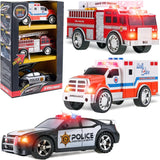 Juego de vehículos de emergencia de juguete para niños con