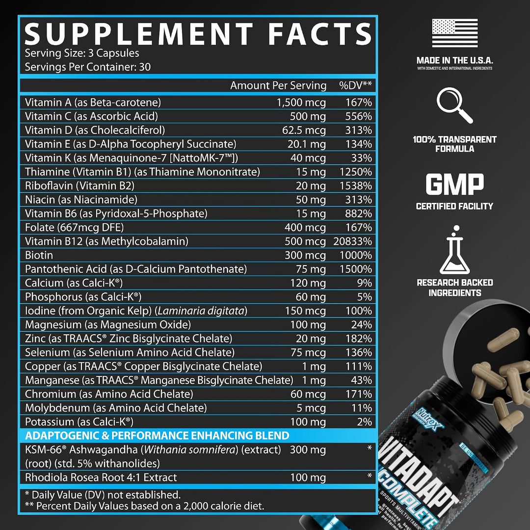 Nutrex Research Vitadapt - Multivitamínico deportivo completo para...