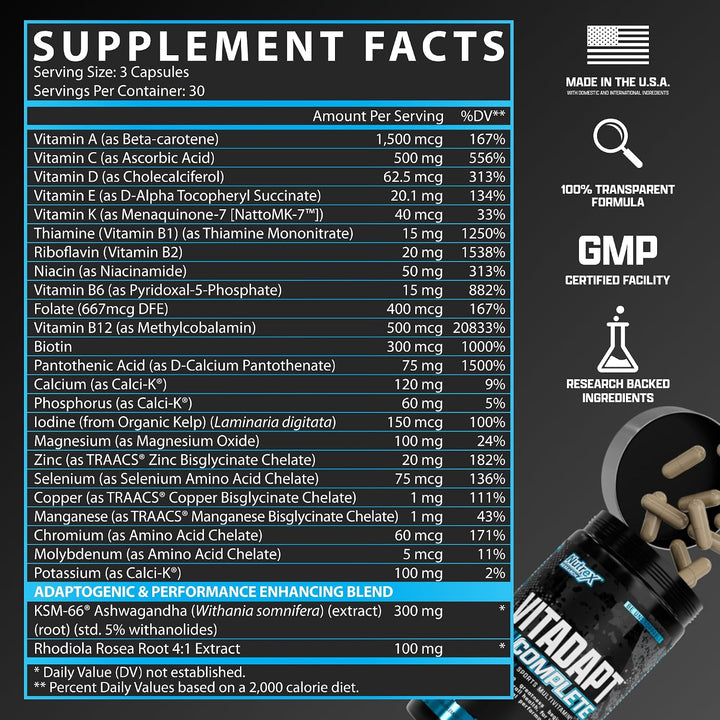 Nutrex Research Vitadapt - Multivitamínico deportivo completo para...