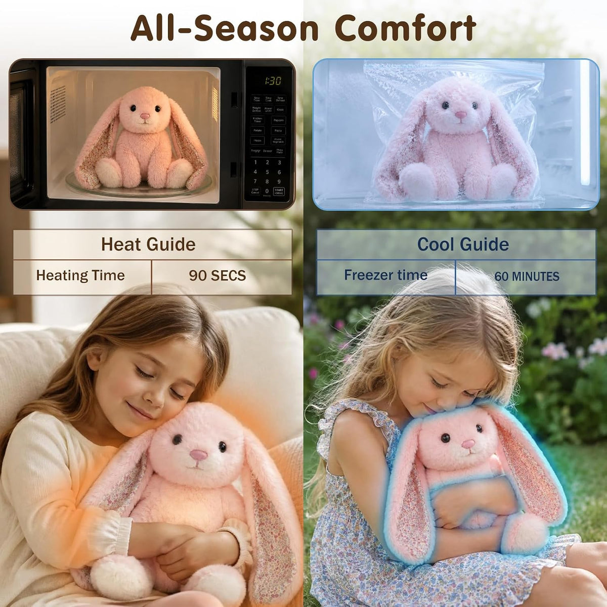 Easfan Juguete de peluche con peso de conejo para microondas para niños de
