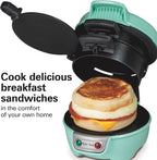Hamilton Beach Máquina para Sándwiches de Desayuno con Anillo para Cocinar Huevos, Ingredientes Personalizables, Perfecto para Muffins Ingleses, Croissants, Mini Waffles, Regalos Perfectos de
