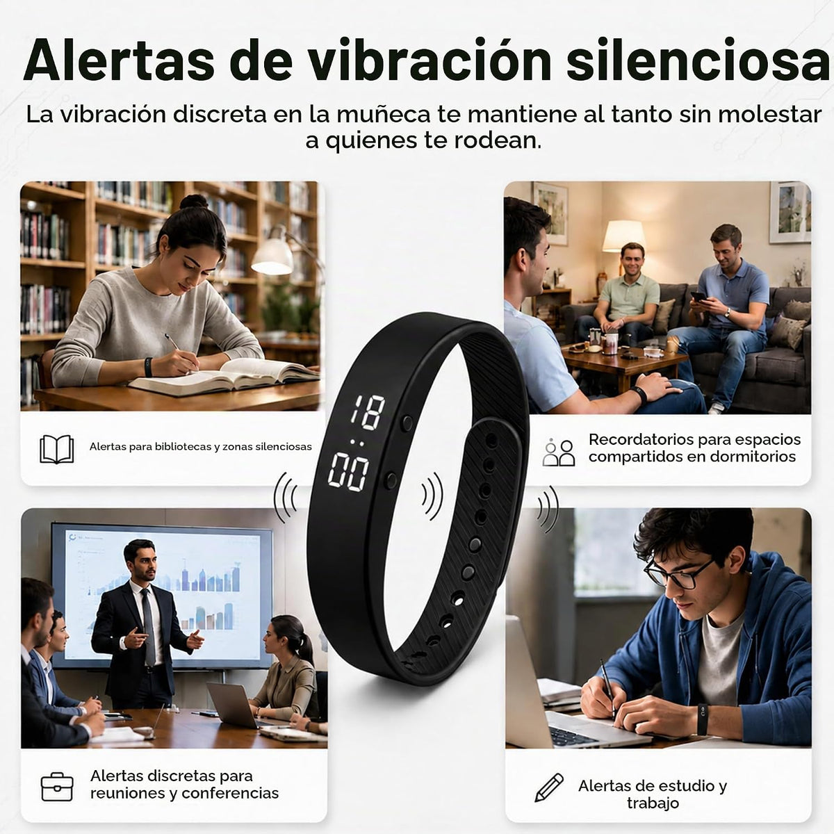 Pulsera vibratoria silenciosa de la alarma, perseguidor recargable de la