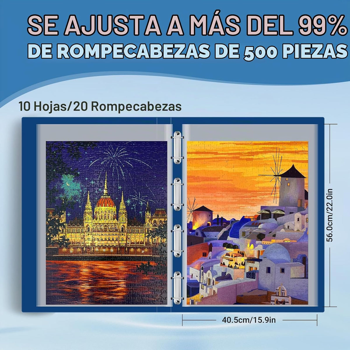 Carpeta de almacenamiento de rompecabezas para 500 piezas con 10