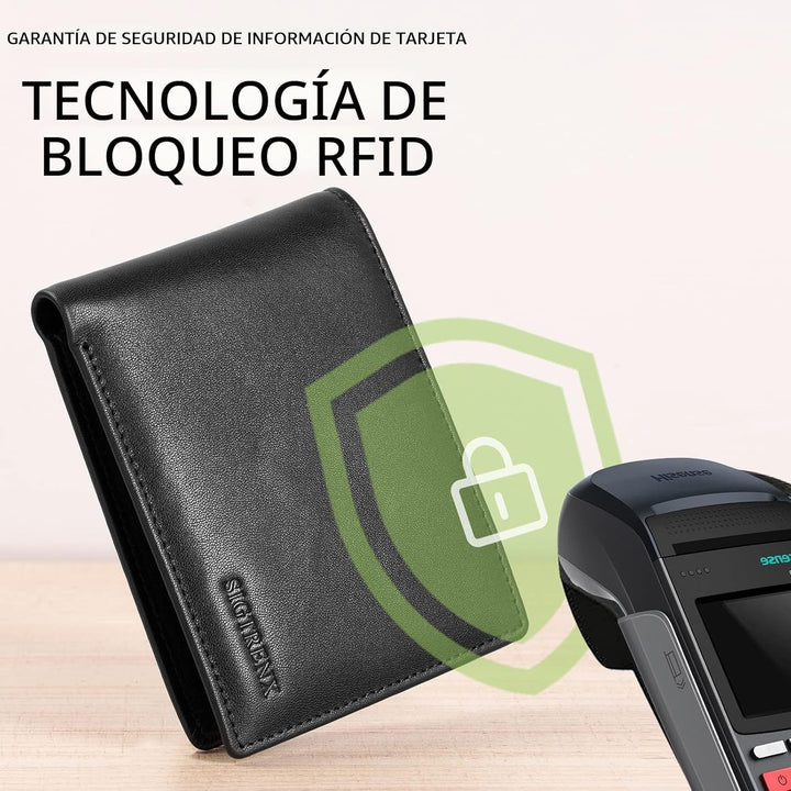 Sigtrenx Carteras de cuero para hombre, de cuero genuino, carteras...