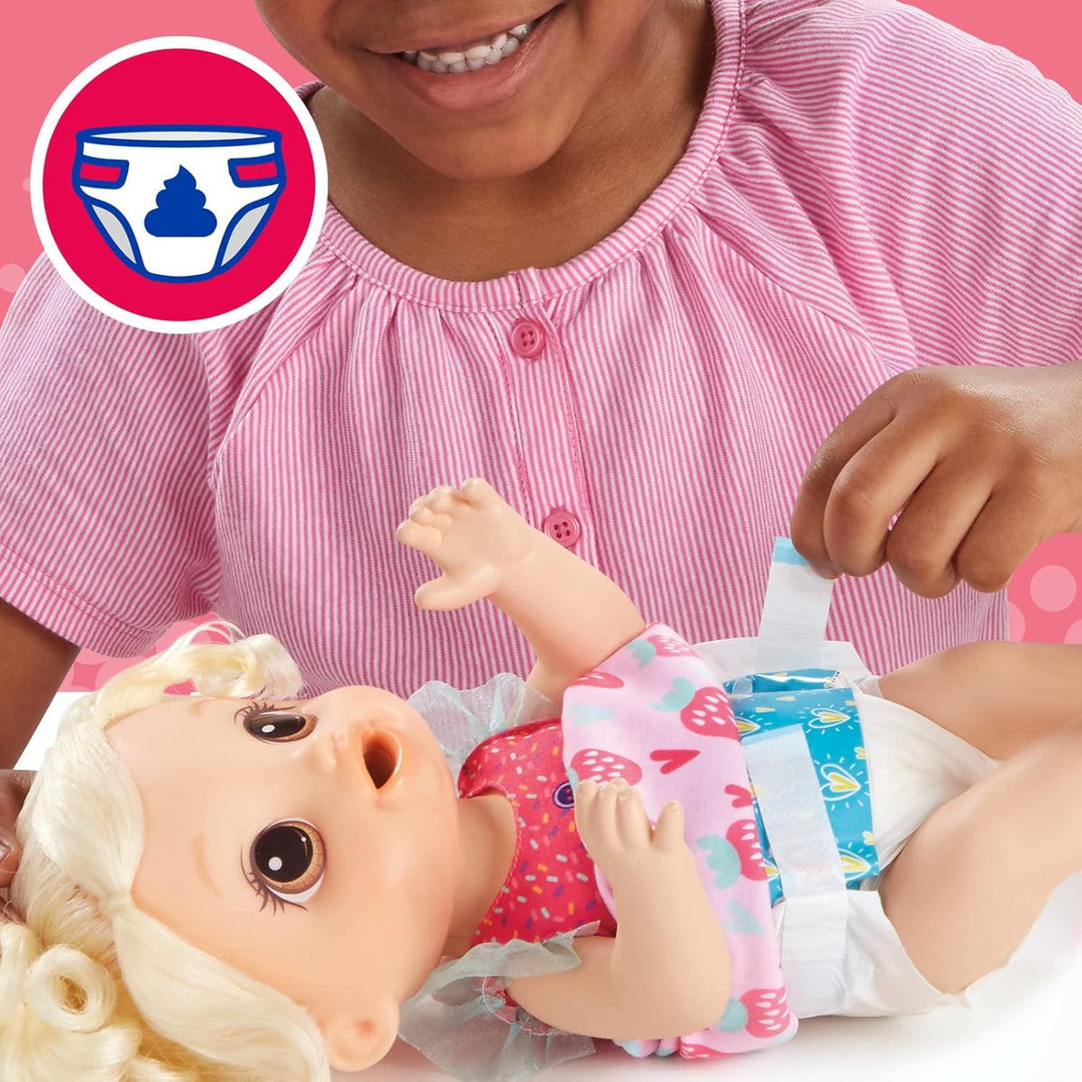 Baby Alive Muñeca Baby Mezcladora Mágica, Batido de Fresa, Muñeca c...