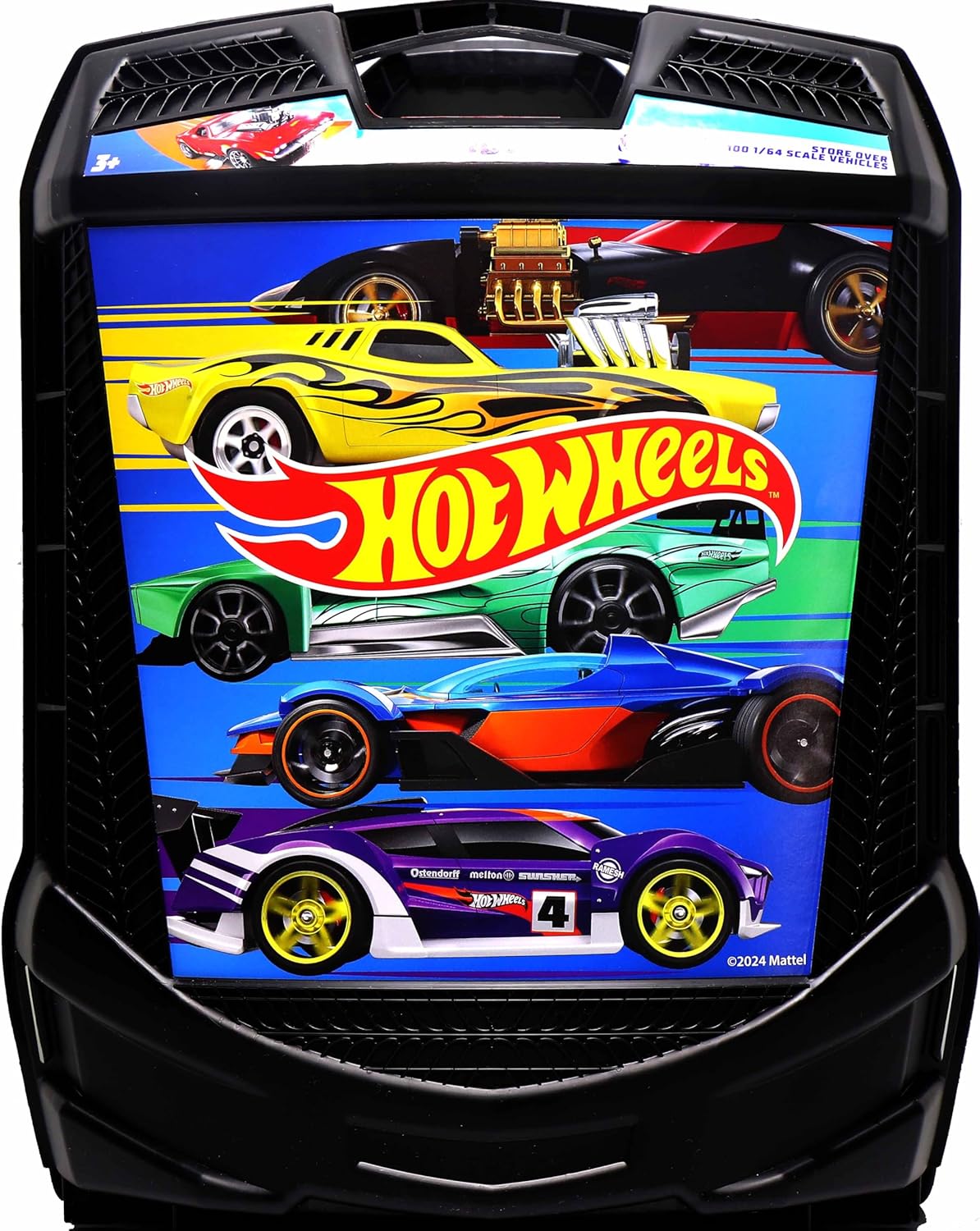 Hot Wheels - Caja de almacenamiento con ruedas con mango retráctil, para 100 automóviles, modelo: 20135