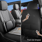 Funda de asiento de automóvil ajuste personalizado para Dodge Ram 1500 2500 3500 2002-2026, juego de fundas de asiento de piel sintética compatible con cojines de cabina regular Crew Quad (negro y gris, asiento delantero)
