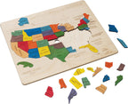 Mapa de Estados Unidos - Rompecabezas de madera de 14 pulgadas | 14.0 x 11.5 pulgadas | 44 piezas de rompecabezas – Small States are Clubbed | Juguete educativo y de aprendizaje regalo para niños y niñas a partir de