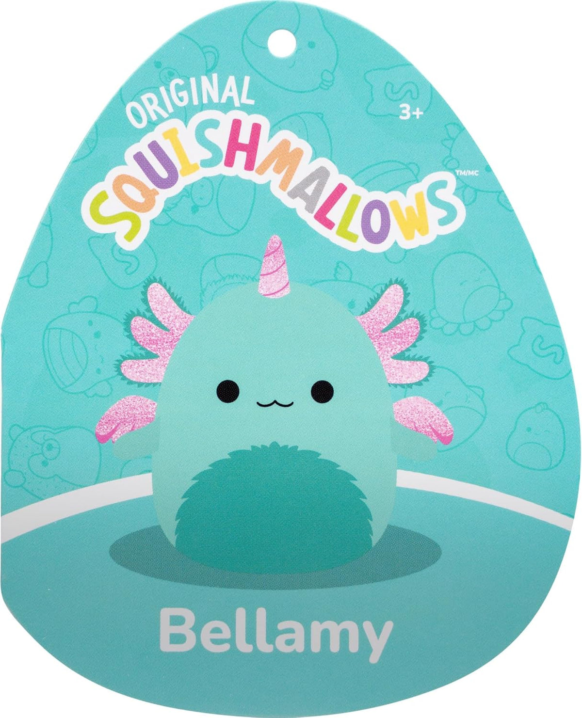 Squishmallows Bellamy The Teal Axolotl Alicorn original de 14 pulgadas con acento rosa brillante - Peluche oficial de Jazwares (grande) (exclusivo de Amazon)
