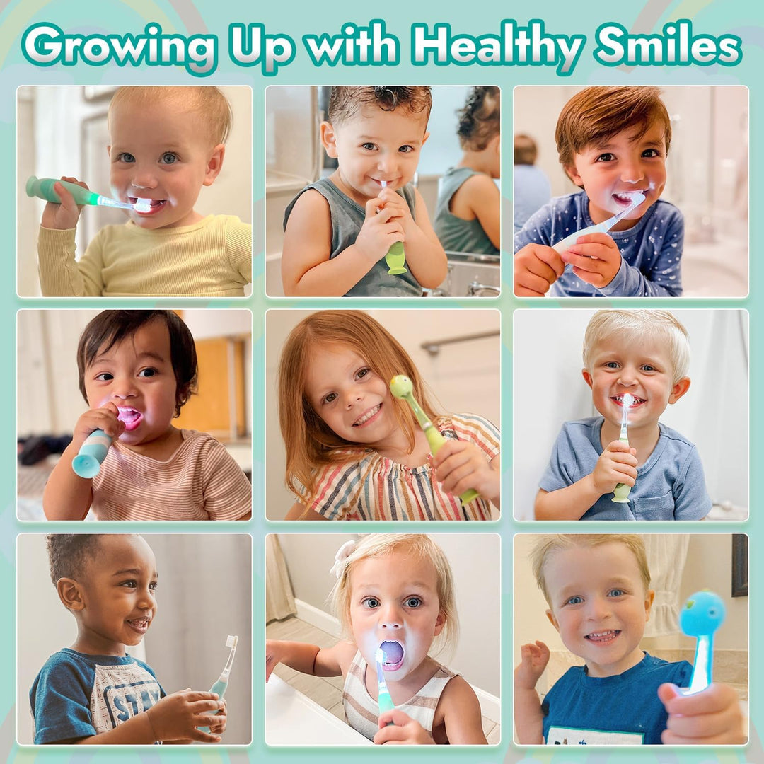 Papablic Cepillo de dientes eléctrico sónico para niños de 1 a 3 añ...