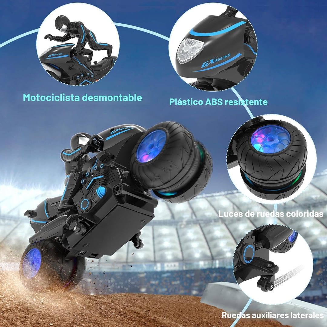 iappadore Motocicleta RC, Motocicleta de Control Remoto con Luces R...