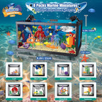 Juego de construcción de peceras 8 en 1, juguete de construcción de acuario marino con luz LED, paisaje en miniatura de animales, incluye cangrejo de pulpo, regalos de cumpleaños de Navidad para adultos, niños, niñas y niños de 6, 8, 10, 12 años en