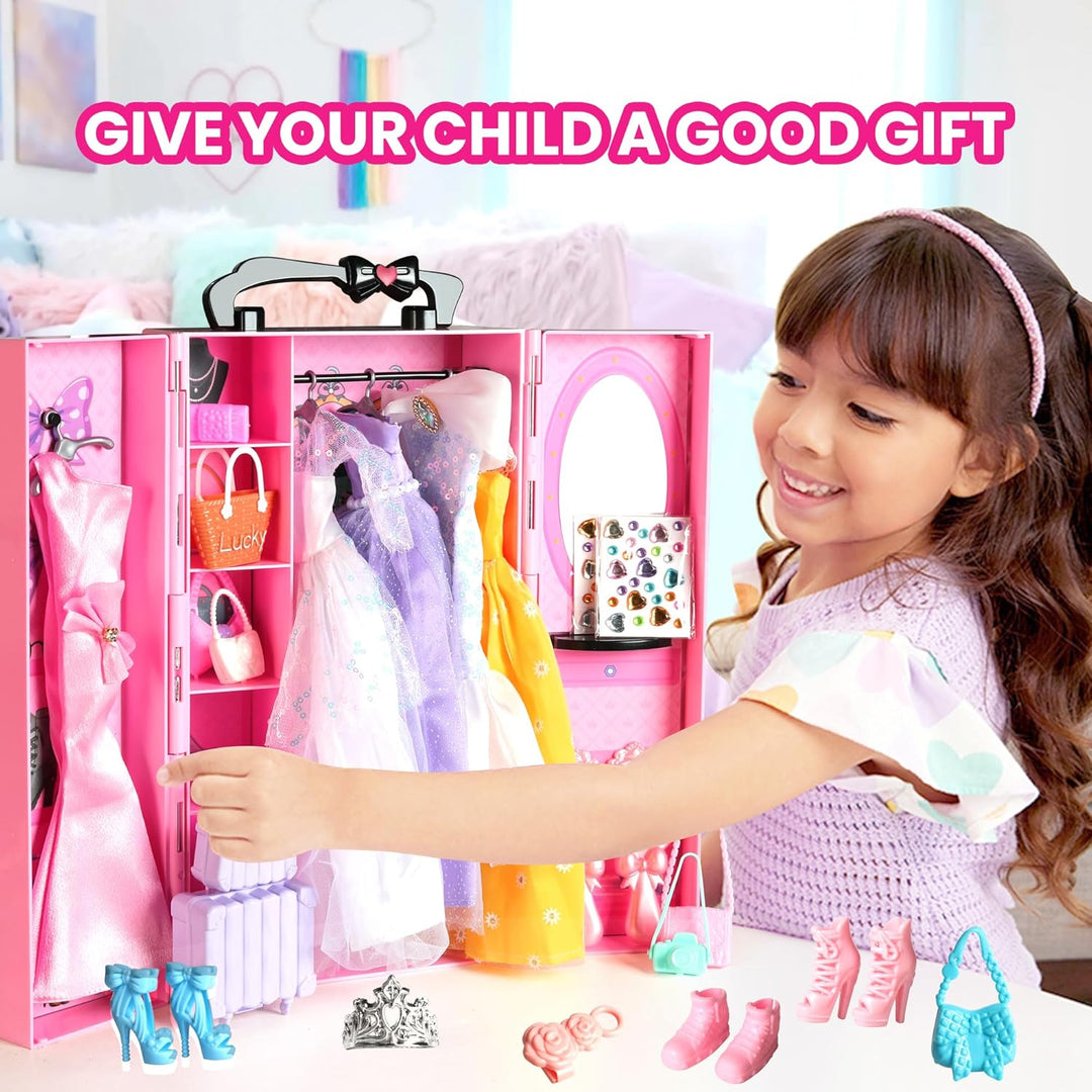 UCanaan Juego de ropa y accesorios para muñecas de 180 piezas, vest...