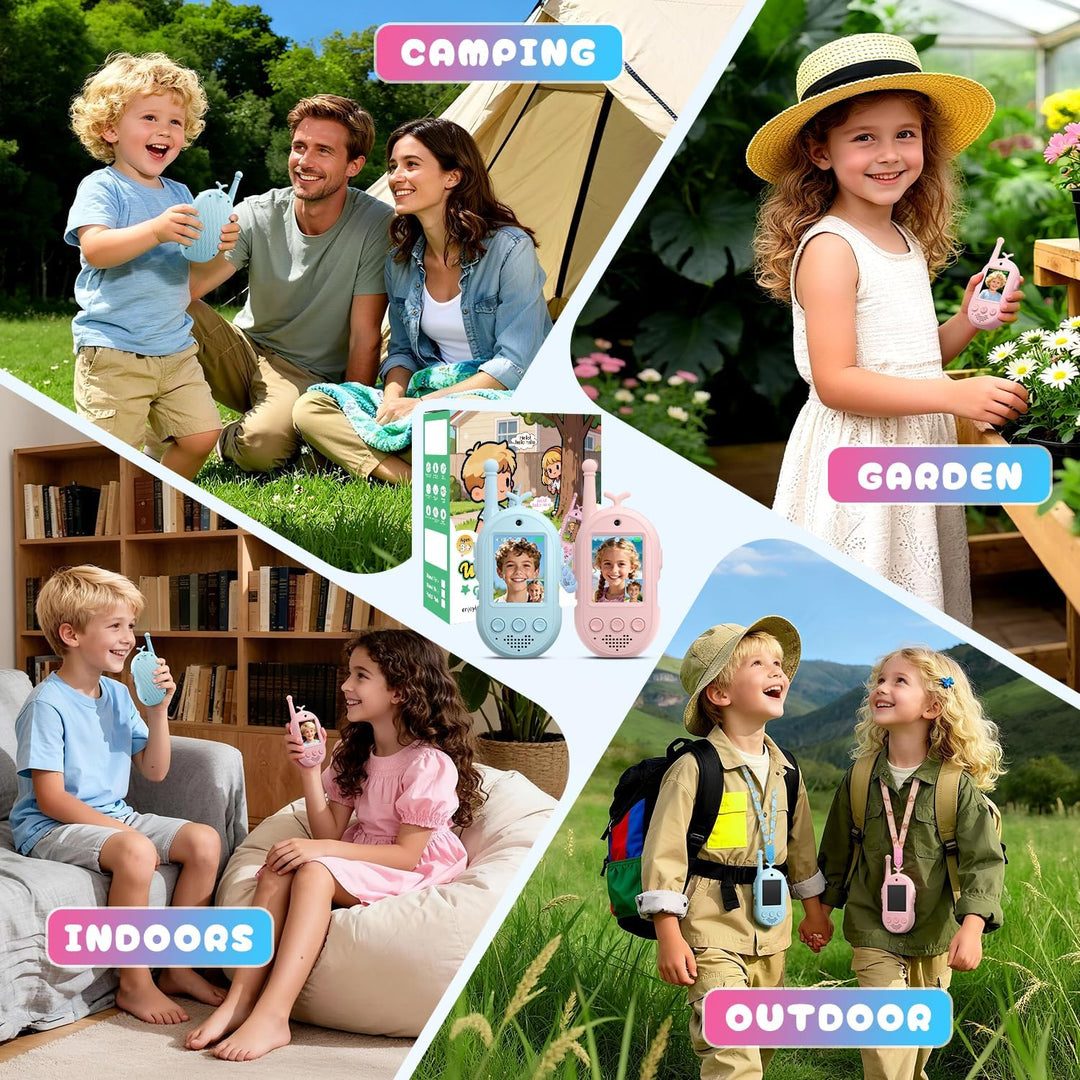 Walkie Talkies de Video Mejorados para Niños, Paquete de 2 Recargab...