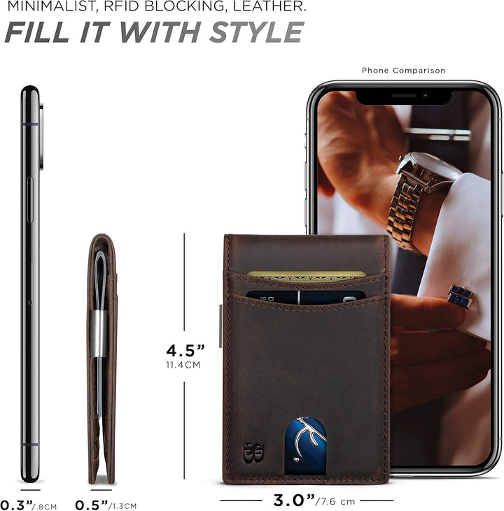SERMAN BRANDS Billetera con clip de dinero para hombre. Carteras de...