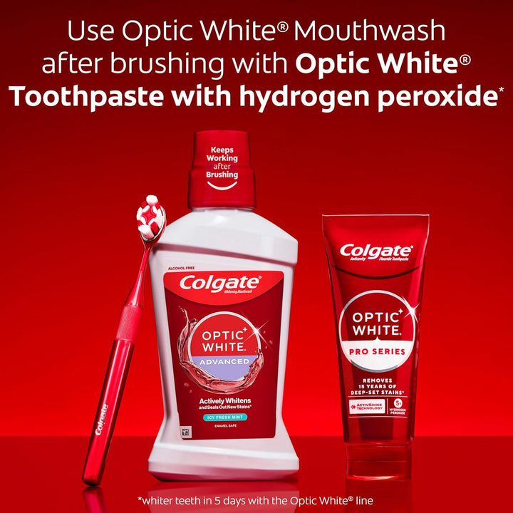 Colgate Optic White Enjuague bucal blanqueador, Menta Fresca - 946m...