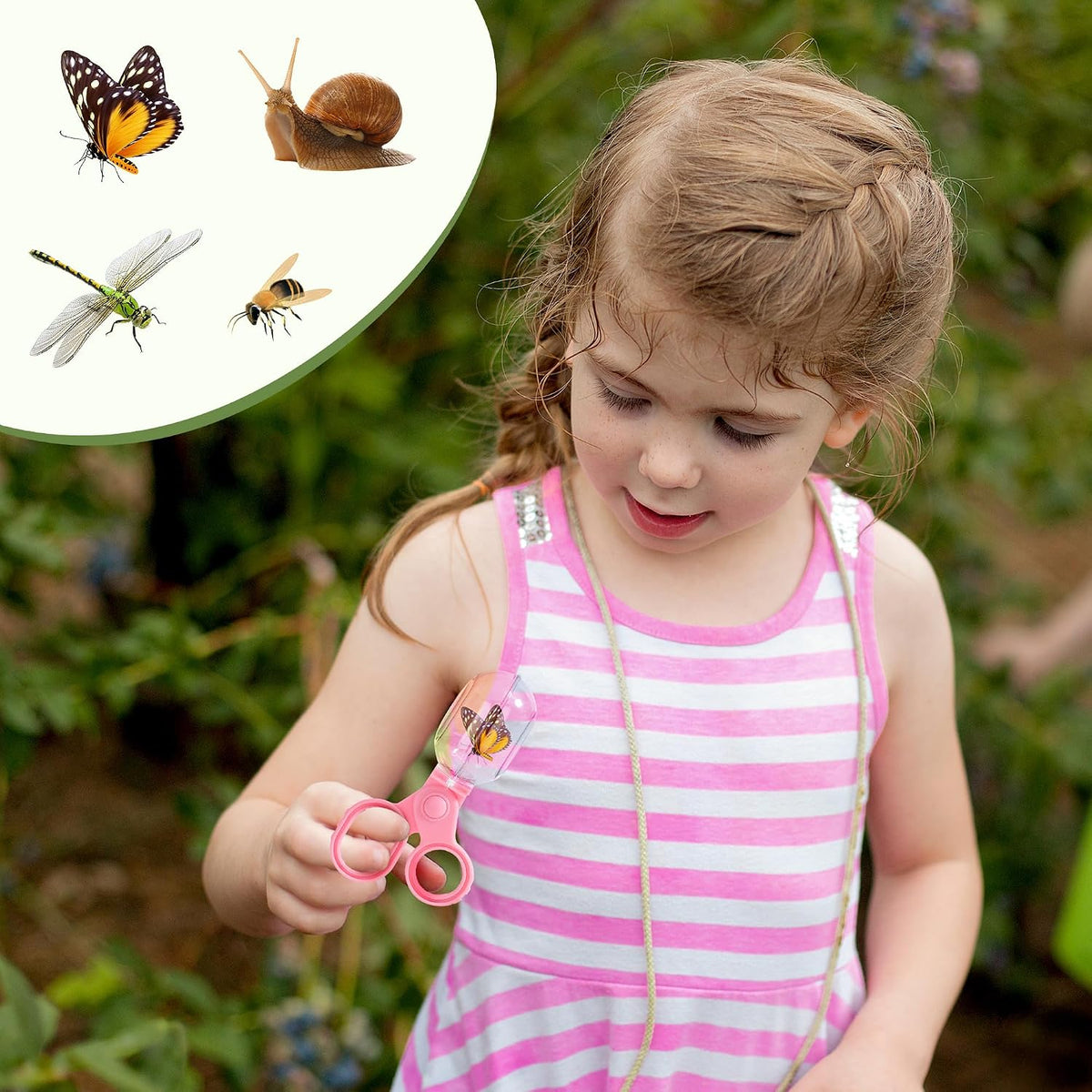 ROBOTIME Kit de atrapador de insectos para 2 personas para niños, juego completo de explorador rosa para exteriores con herramientas dobles para hermanos y amigos (mayores de 3 años)
