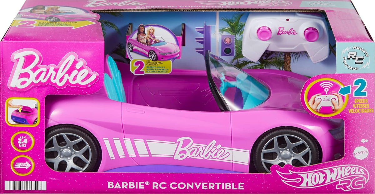 Hot Wheels Barbie RC - Coche de juguete con control remoto, color rosa convertible
