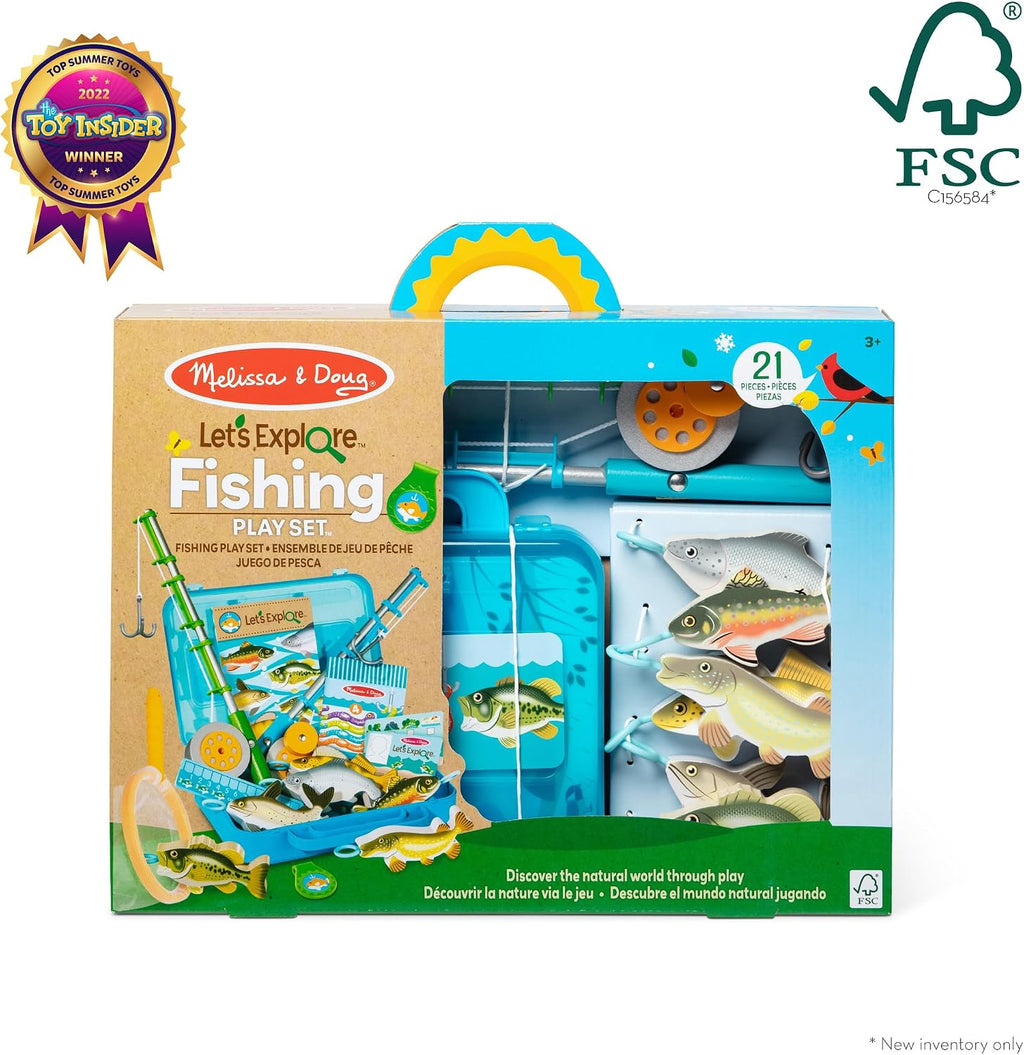 Melissa & Doug Let's Explore - Juego de pesca – Juego de pesca de juguete de 21 piezas para niños pequeños y niños, juguete de simulación, juguetes de aprendizaje para niños a partir de 3 años