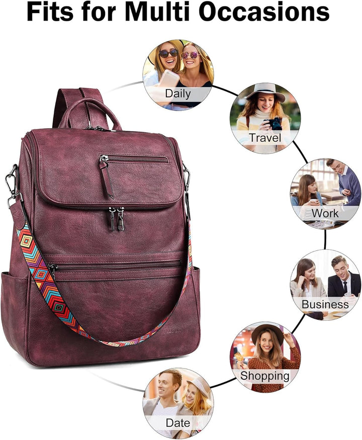 FADEON Mochila para computadora portátil para mujer, mochila de via...