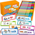 Tarjetas flash de fonética, libro de construcción familiar de palabras, para aprender a leer 30 libros de lectura y rima, tarjetas de palabras a la vista, tarjetas flash para jardín de infantes, libros de fonética para niños, aula, escuela, preescolar, ac