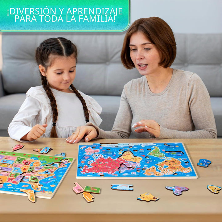 Montessori Mama Rompecabezas de madera para niños de 4 a 6 años, Es...