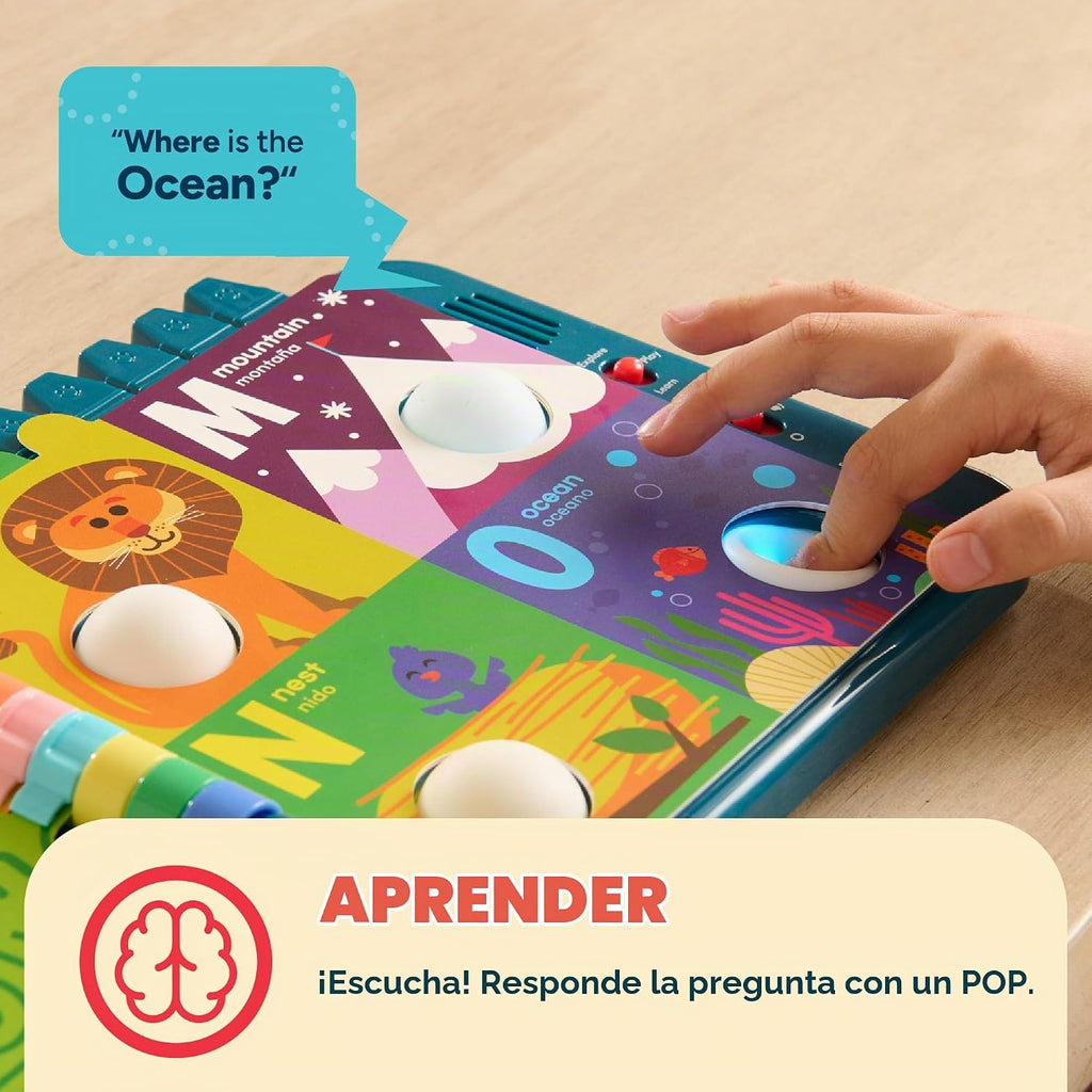 Chuckle & Roar Pop It! Book ABCs - Libro de aprendizaje interactivo iluminado con Pop it!