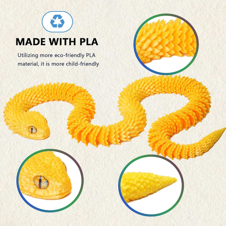 Juguetes de serpiente impresos en 3D de 24 pulgadas, animal flexibl...