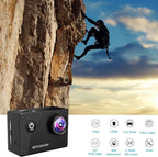 Xilecam Cámara de acción 1080P Cámara deportiva Tarjeta de memoria Cámara de acción 4xZoom 131ft Subacuático Impermeable con 2 X Baterías y Accesorio Multifunción (X2R)