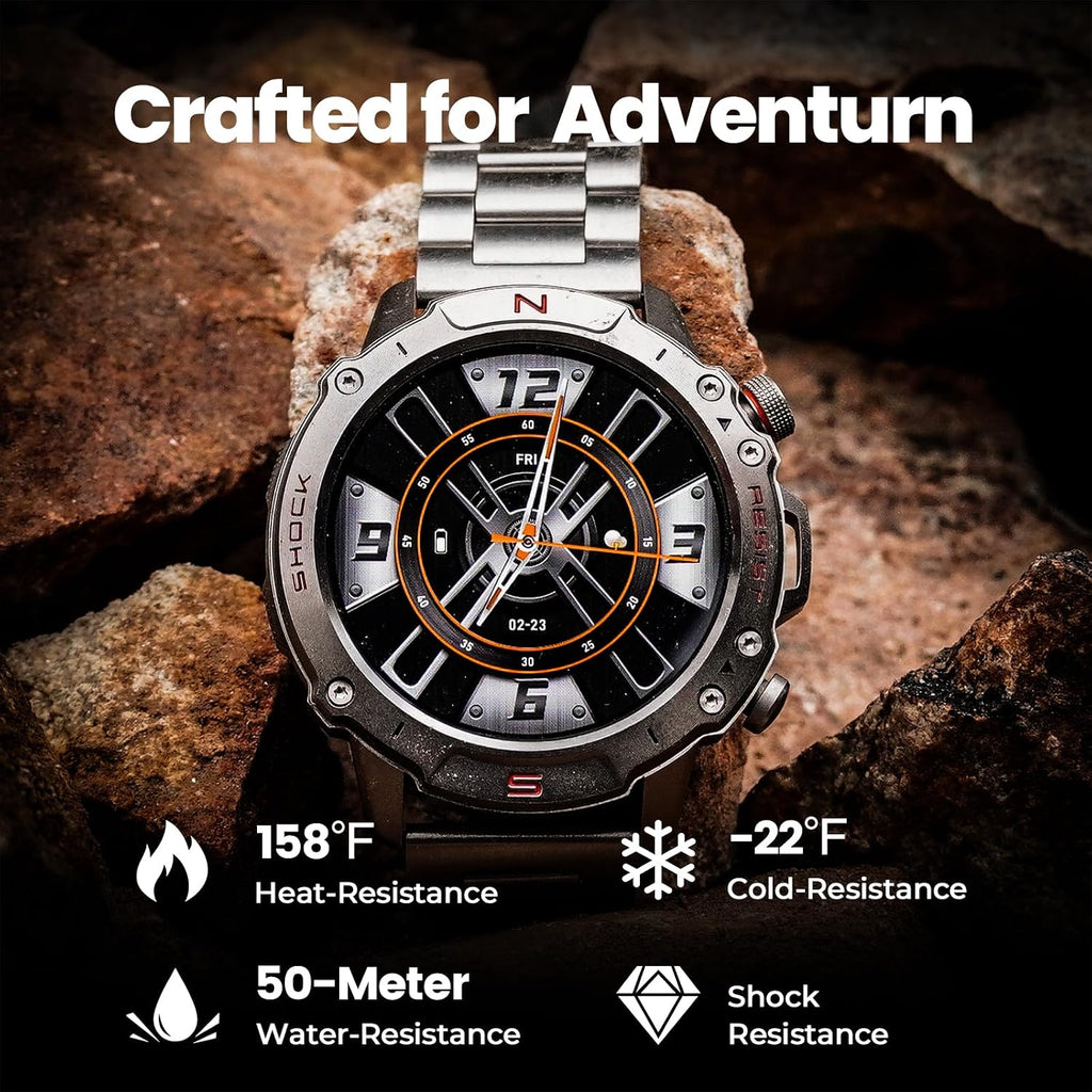 Reloj inteligente plateado para hombre, AMOLED de 1.43 pulgadas