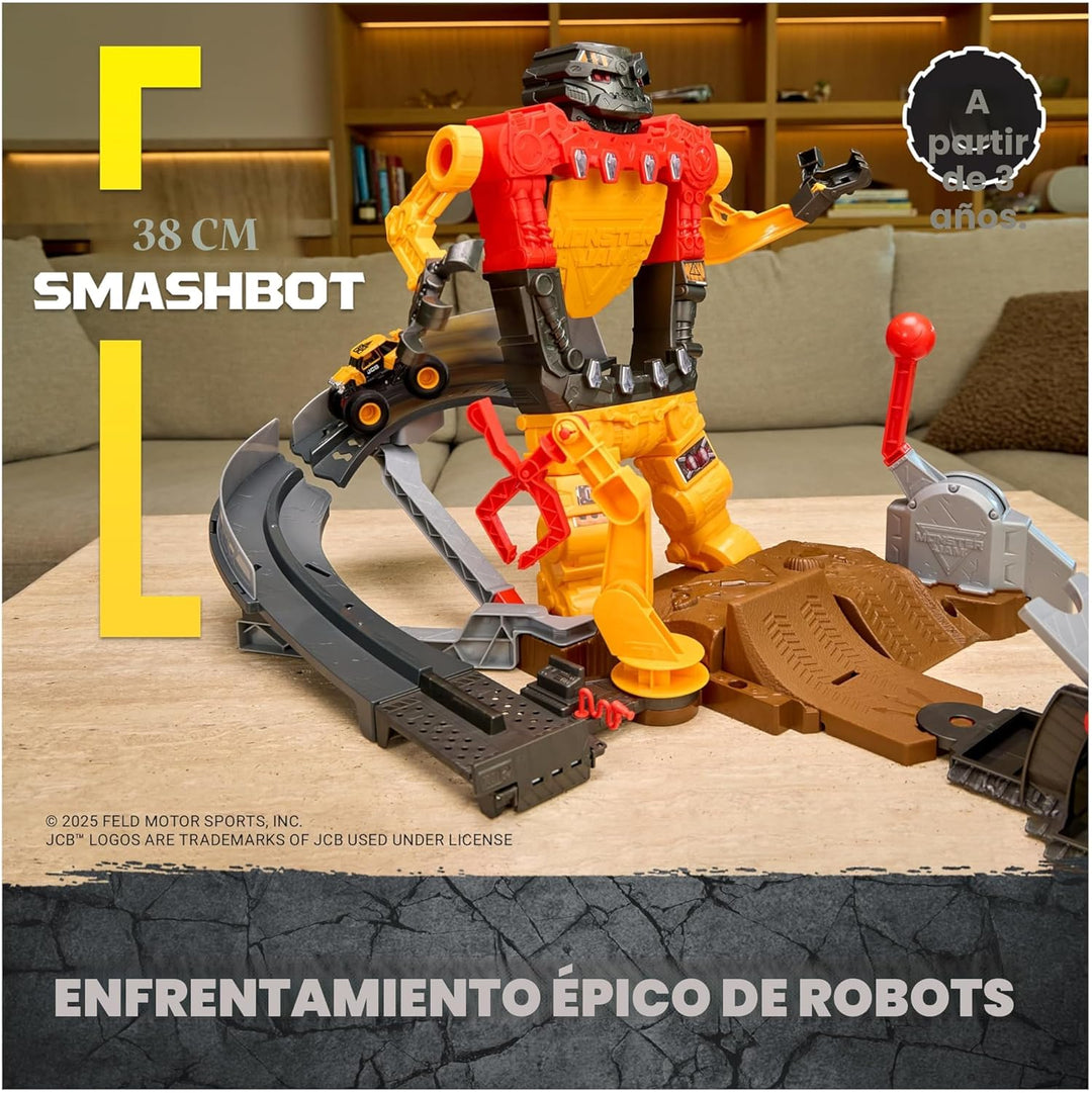 Monster Jam Smash &amp; Bash SmashBot Playset con lanzador, exclusi...