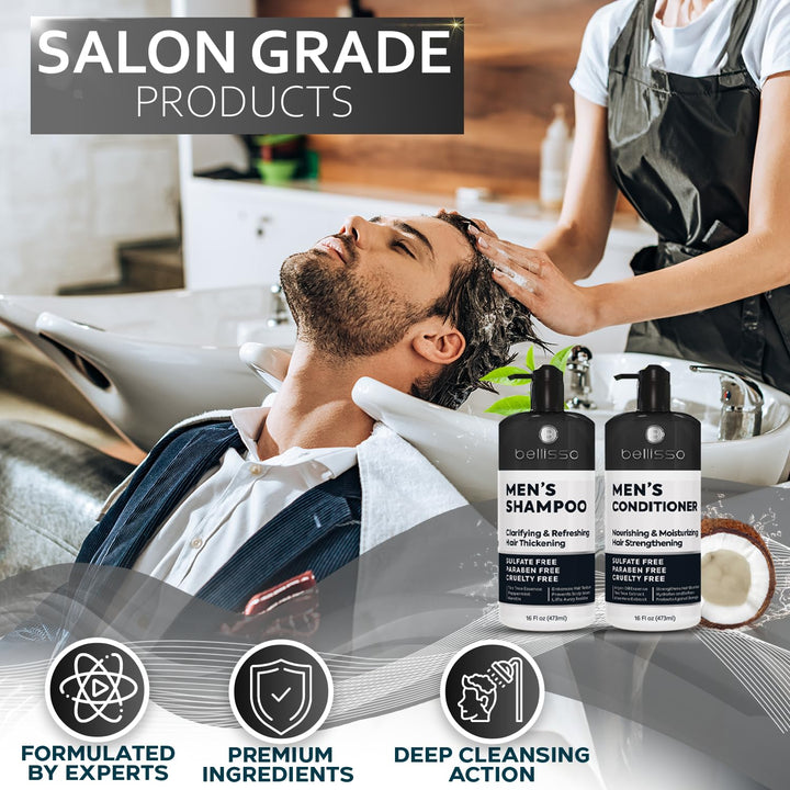 Set de champú y acondicionador para hombre, sin sulfato y aclarante...