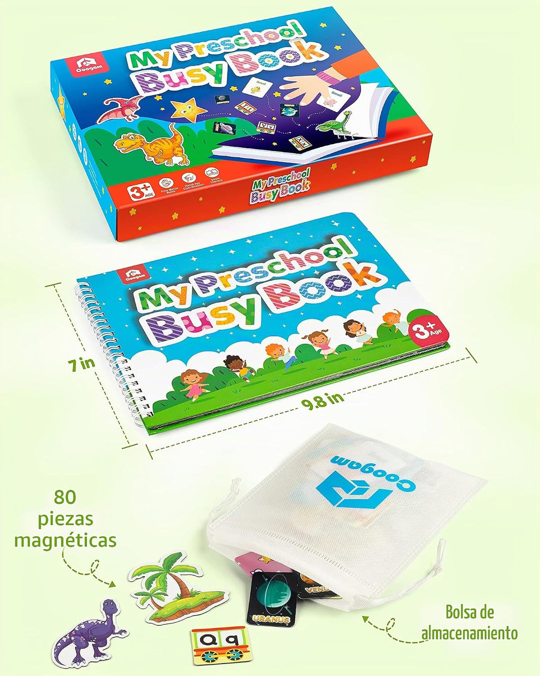 Coogam Libro de Actividades Magnético para Preescolar, 9 Pegatinas...