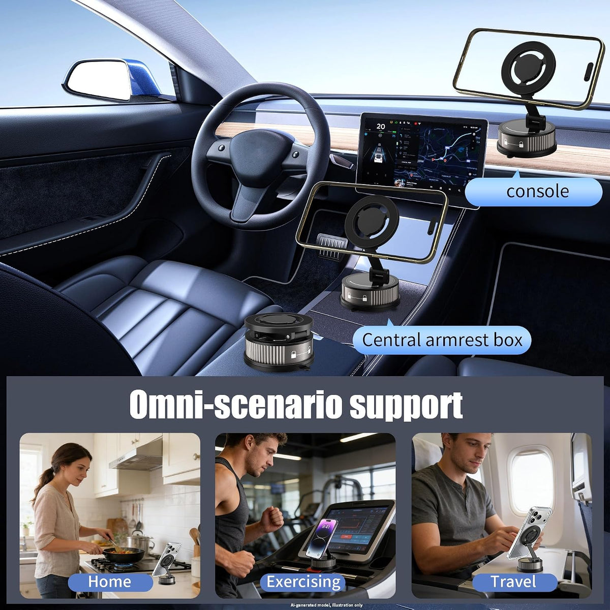 Soporte magnético para teléfono para automóvil con difusor de fragancia, soporte universal giratorio de 360° para teléfono móvil compatible con MagSafe iPhone 17/16/15/14/13/12 y más (gris