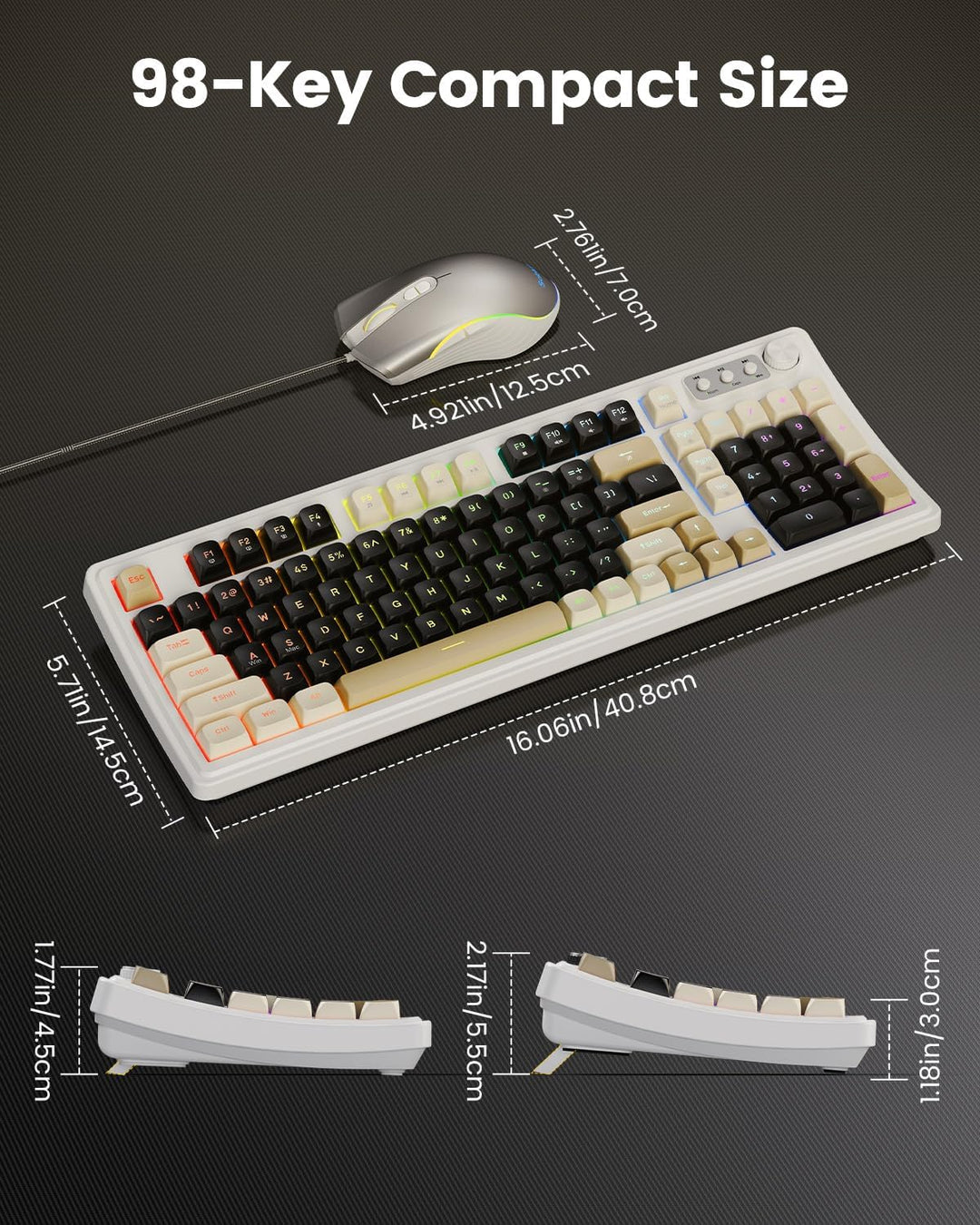 SABLUTE Teclado y ratón para juegos con cable, retroiluminación RGB...