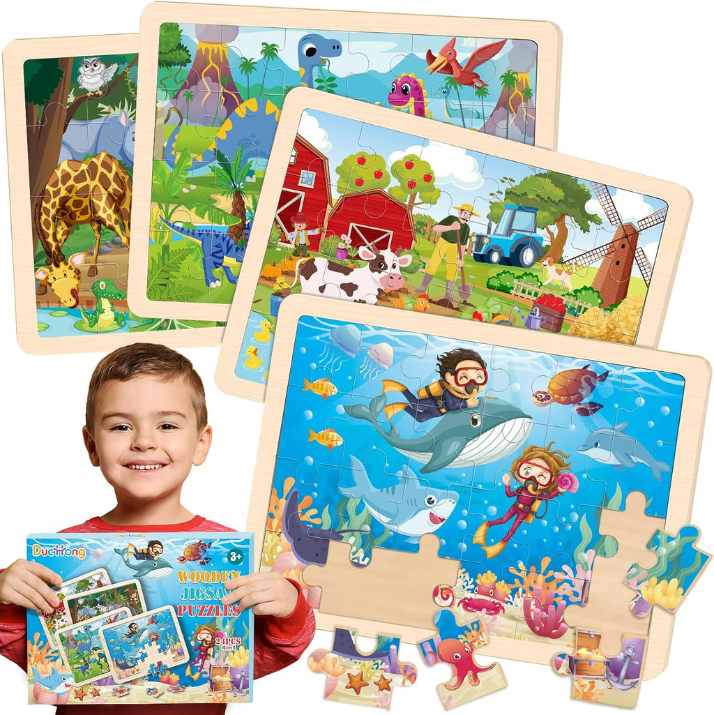8 paquetes de rompecabezas de madera de animales y princesas para niños de 4 a 6 años, rompecabezas para niños de 2 a 4 años, rompecabezas educativos preescolares, tableros, regalos para niños y niñas
