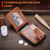 BULLCAPTAIN Billetera de cuero genuino para hombre con cremallera v...