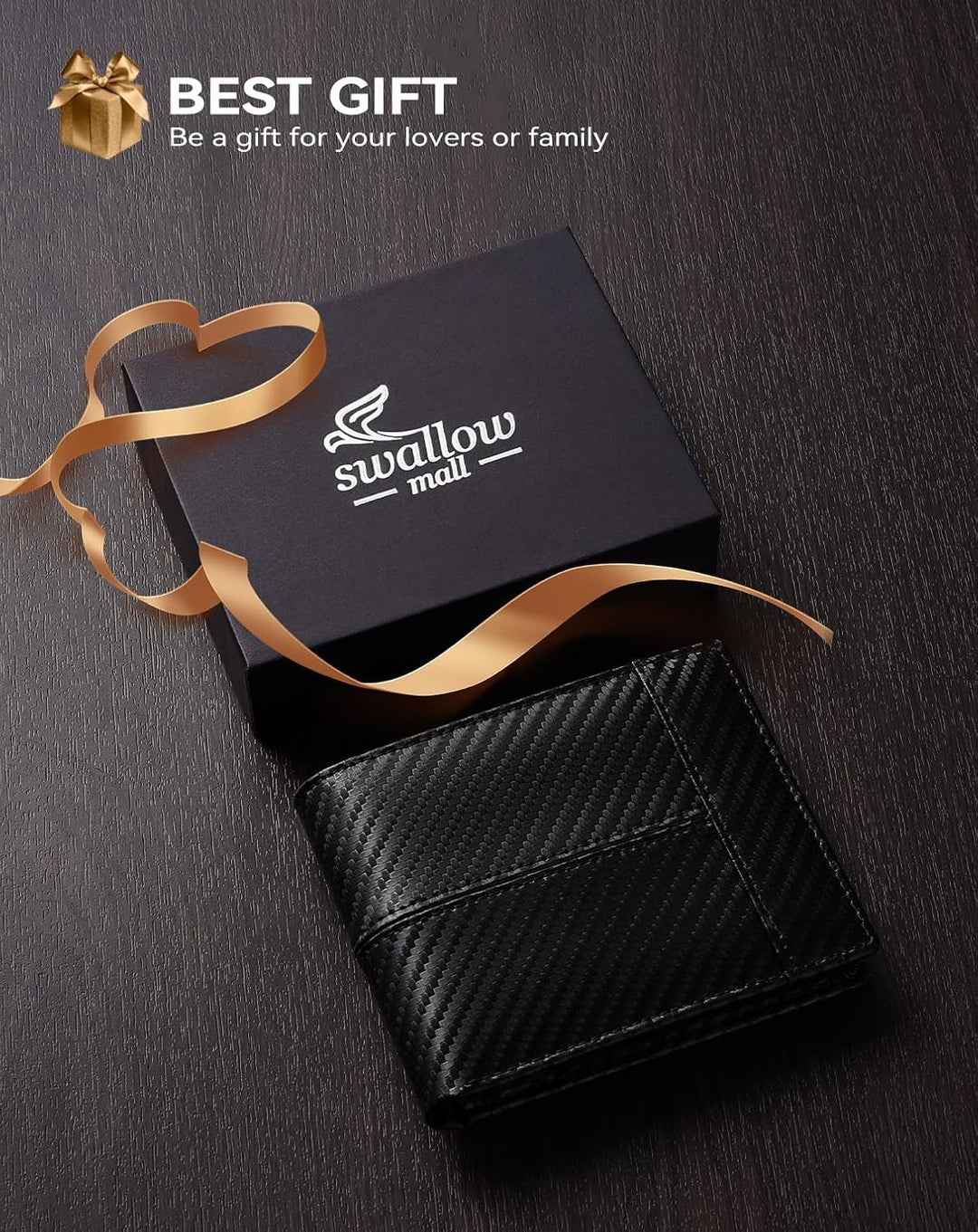 Swallowmall Billetera de cuero para hombre, carteras plegables para...