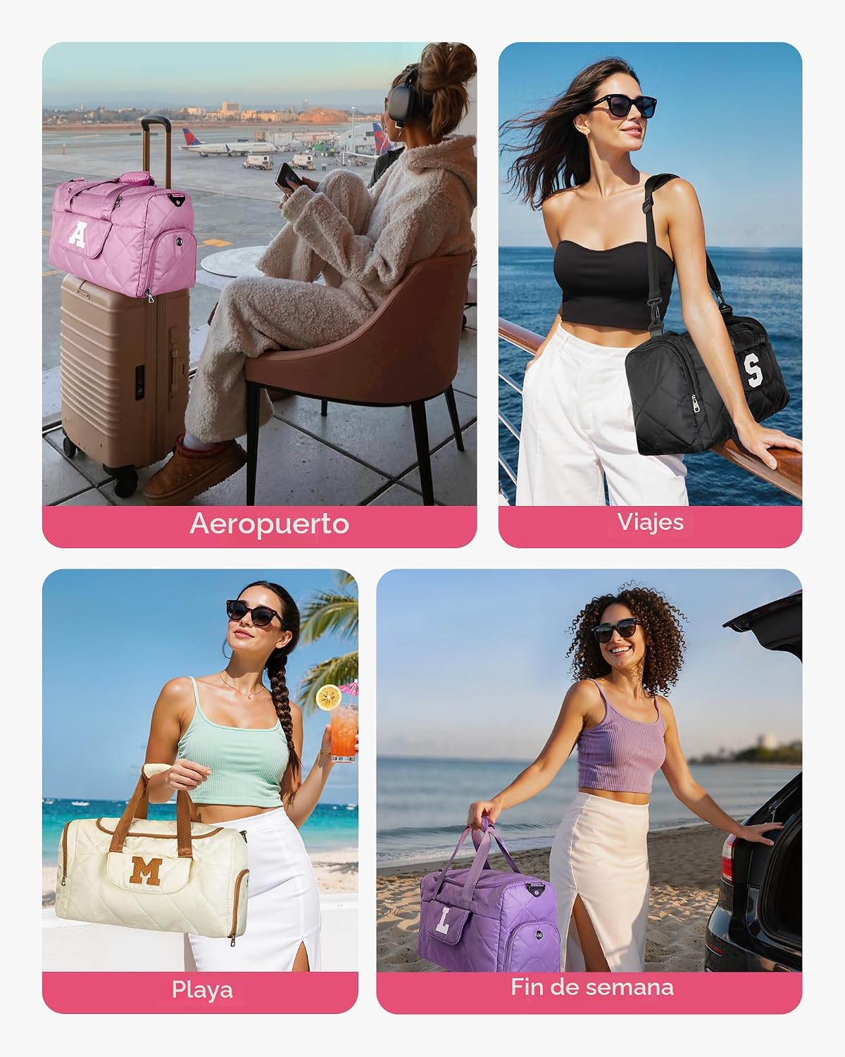 Bolsa de lona con iniciales para niñas, regalo para adolescentes